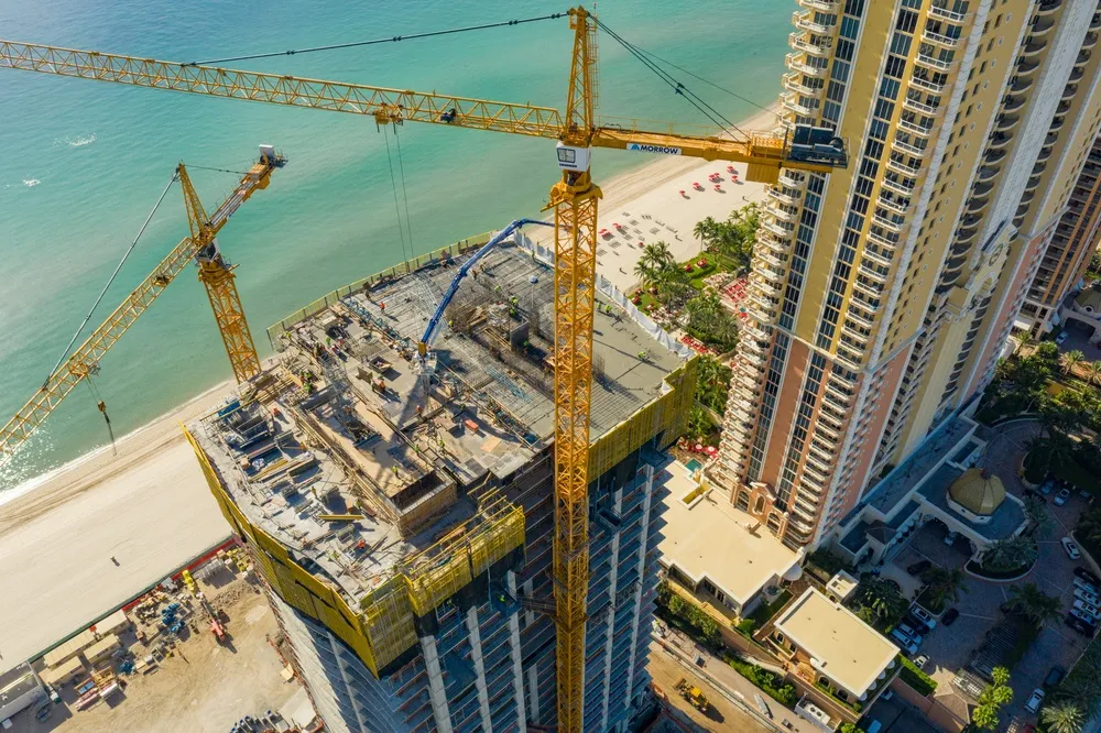 Expansive building view from above using a specialized drone for drone inspection insurance