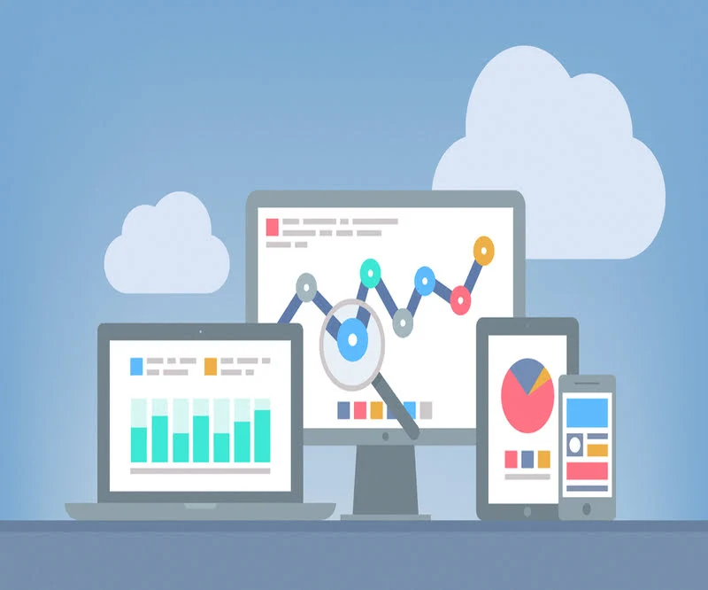 Video ROI analytics displayed across a laptop, desktop monitor, tablet, and smartphone